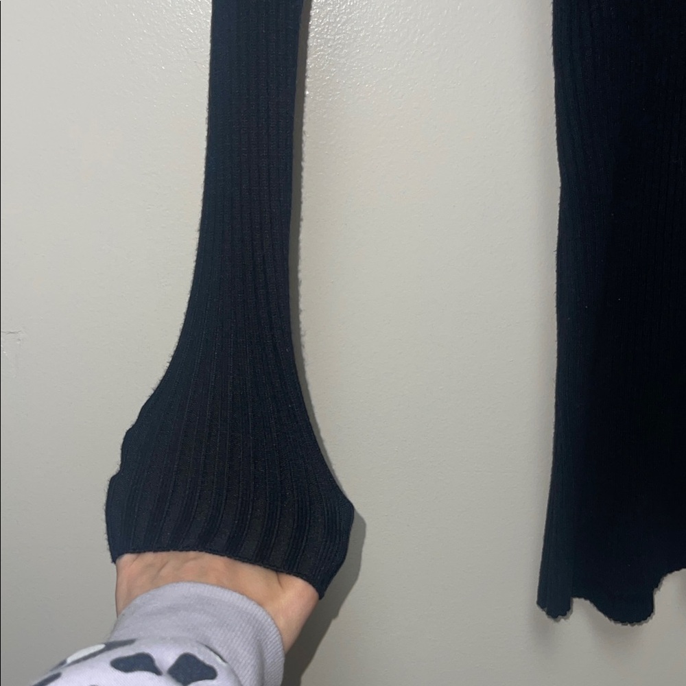 Black Ribbed Knit Dress - Picture 3 of 6